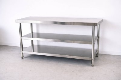 โต๊ะสแตนเลส 3 ชั้น เกรด 201//Stainless table แข็งแรง รับประกันคุณภาพจากประเทศเกาหลี ขนาด 150*60*80/150*70*80/150*80*80