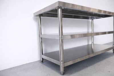 โต๊ะสแตนเลส 3 ชั้น เกรด 201//Stainless table แข็งแรง รับประกันคุณภาพจากประเทศเกาหลี ขนาด 150*60*80/150*70*80/150*80*80