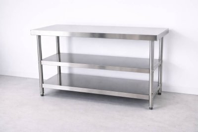 โต๊ะสแตนเลส 3 ชั้น เกรด 201//Stainless table แข็งแรง รับประกันคุณภาพจากประเทศเกาหลี ขนาด 180*60*80//180*70*80//180*80*80