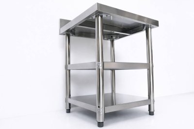 โต๊ะสแตนเลส 3 ชั้น มีที่กั้น เกรด 201 / Stainless table with dividers แข็งแรง รับประกันคุณภาพจากประเทศเกาหลี ขนาด 60*60*80
