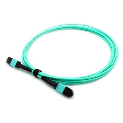 MPO12F-OM3-5M:MPO trunk cable, Female, 12 cores, MM OM3, 3.0mm, LSZH, Aqua color, 5M, Type B
