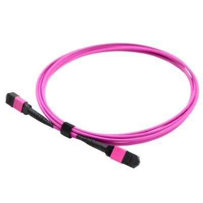 MPO12F-OM4-10M:MPO trunk cable, Female, 12 cores, MM OM4, 3.0mm, LSZH, Aqua color, 10M, Type B
