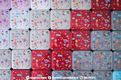 รับสกรีนพาวเวอร์แบงค์สีครีม สีแดง สีชมพู สีฟ้า สีเทา สีขาว สกรีนลาย 2 ด้าน ด้านหน้าและด้านหลัง ลาย อีสานแซบนัว