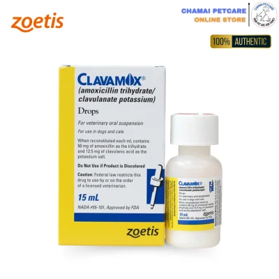 Clavamox | ยาปฏิชีวนะ แก้หวัด ฆ่าเชื้อแบคทิเรียในเยื่อบุอ่อนสำหรับสุนัขและแมว ชนิดน้ำ (15ml)