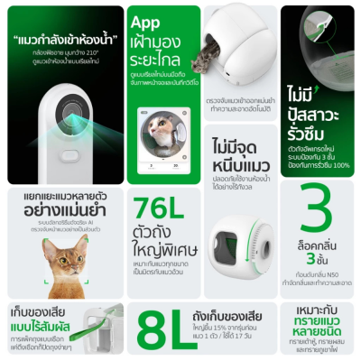 PETKIT Pura-MAX PRO | ห้องน้ำแมวอัตโนมัติรุ่นโปรพร้อมกล้อง Ai อัจฉริยะ ประกันศูนย์ไทย 2 ปี