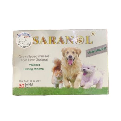 Saranol | อาหารเสริมบำรุงข้อต่อ ลดอาการอักเสบสำหรับสุนัขและแมว (บรรจุ 30 แคปซูล)