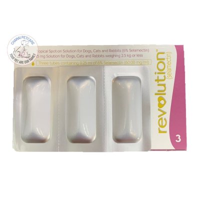 Revolution 0-2.5kg | ยากำจัดและป้องกัน หมัด ไร เรื้อน พยาธิ สำหรับลูกสุนัข แมว และกระต่าย