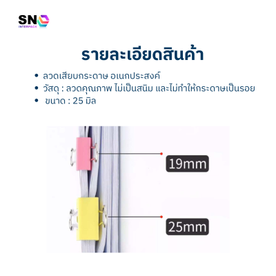 ตัวหนีบกระดาษโลหะ คละสี ขนาด 25mm. แข็งแรงทนทาน