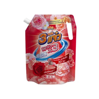 น้ำยาซักผ้า 3 แจ๋ว สูตรเข้มข้น (สีแดง) กลิ่นสวีทโรส ขนาด 1250 มล.