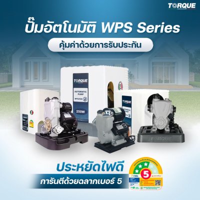 TORQUE ปั๊มน้ำอัตโนมัติแรงดันคงที่ 200W รุ่น WPS200C (ขนาด 1x1 นิ้ว) ประกันมอเตอร์ 3 ปี