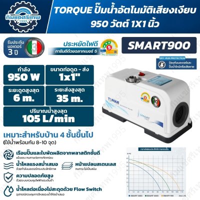 TORQUE SMART SERIES ปั๊มน้ำอัตโนมัติเสียงเงียบ รุ่น SMART 300D / 500D / 900