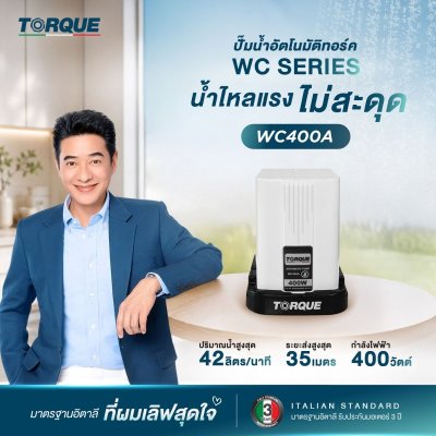 TORQUE ปั๊มอัตโนมัติแรงดันคงที่ 400 วัตต์ 1x1 นิ้ว รุ่น WC400A (มีฝาครอบ)