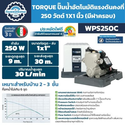 ปั๊มอัตโนมัติ TORQUE รุ่น WPS250C