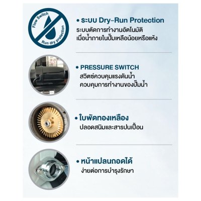 TORQUE ปั๊มน้ำอัตโนมัติแรงดันคงที่ 200W รุ่น WPS200C (ขนาด 1x1 นิ้ว) ประกันมอเตอร์ 3 ปี
