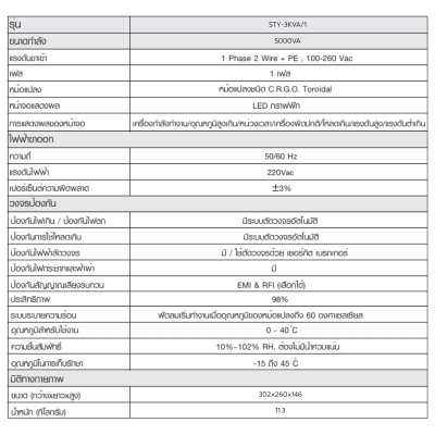 CBC เครื่องปรับแรงดันไฟฟ้าอัตโนมัติ 3KVA รุ่น STY-3KVA 1 เฟส ช่วยเรื่อง ไฟตก ไฟเกิน CBC เครื่องปรับแรงดันไฟฟ้าอัตโนมัติ 3KVA รุ่น STY-3KVA 1 เฟส ช่วยเรื่อง ไฟตก ไฟเกิน