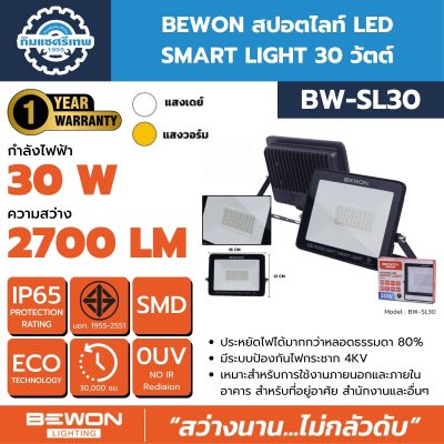 BEWON สปอตไลท์ LED รุ่น SMART LIGHT 10W ถึง 200W มีทั้งแสงขาวและแสงวอร์ม