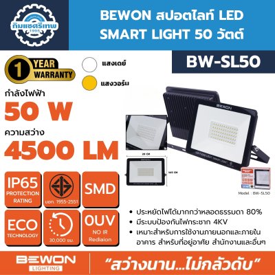 BEWON สปอตไลท์ LED รุ่น SMART LIGHT 10W ถึง 200W มีทั้งแสงขาวและแสงวอร์ม