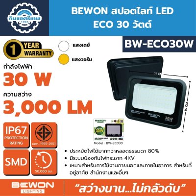 BEWON สปอตไลท์ LED รุ่น ECO SERIES 30W ถึง 200W มีทั้งแสงขาวและแสงวอร์ม