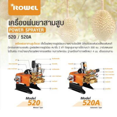 ROWEL เครื่องพ่นยาสามสูบ 3/4" RW-520