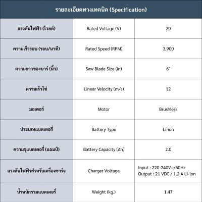 เลื่อยโซ่มือถือไร้สาย 20V (ด้ามต่อ) ROWEL รุ่น DSH600