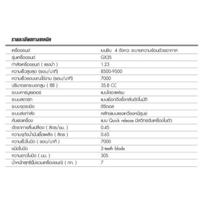 ROWEL เครื่องตัดหญ้าสะพายบ่า 4 จังหวะ 1.23 แรงม้า GBC350