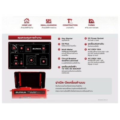 BURKiN เครื่องปั่นไฟดีเซลแบบปิด 9.0KW 220V รุ่น BD9000DS