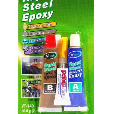 V-TECH กาวอีพอกซ์ซี่ สีเทาเงิน (แห้งเร็ว) แถมกาวตราช้าง VT-140BP