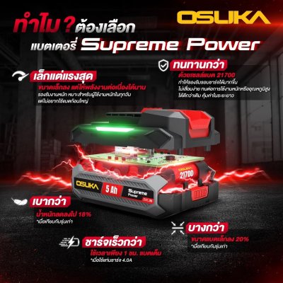 OSUKA รวมแบตเตอรี่และแท่นชาร์จ รุ่น Supreme Power