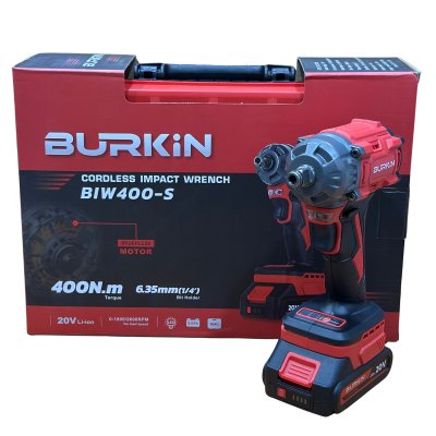 BURKiN บล็อคกระแทกไร้สาย (BL) 20V 400Nm. พร้อมแบต 2Ah 1ก้อน และ แท่นชาร์จ รุ่น BIW400-S