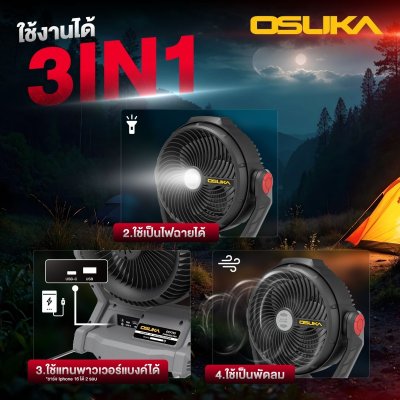OSUKA พัดลมไร้สาย 9" 20V รุ่น OCF762-M1