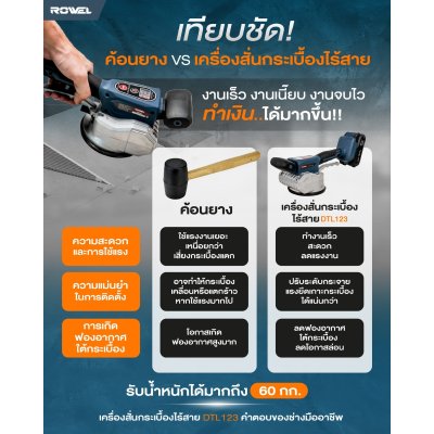 เครื่องสั่นกระเบื้องไร้สาย 20V ROWEL รุ่น DTL123-B (เครื่องเปล่า) เครื่องสั่นกระเบื้องไร้สาย 20V ROWEL รุ่น DTL123-B (เครื่องเปล่า)
