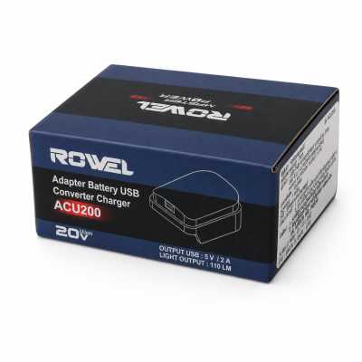 ROWEL ตัวแปลงแบตเตอรี่เป็น USB ชาร์จ/ ไฟส่องสว่าง รุ่น ACU200