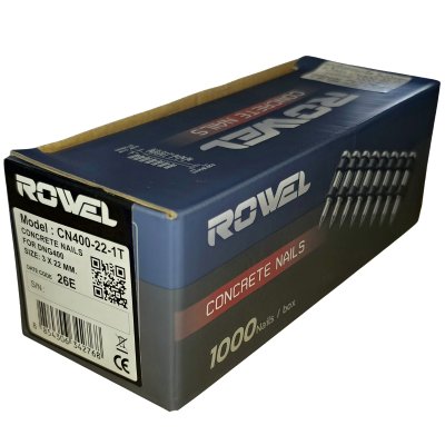 ROWEL CN400 ตะปูยิงคอนกรีตสำหรับเครื่องยิงตะปู ROWEL DNG400 มีให้ลือก 3 ขนาด 19mm, 22mm, 25mm