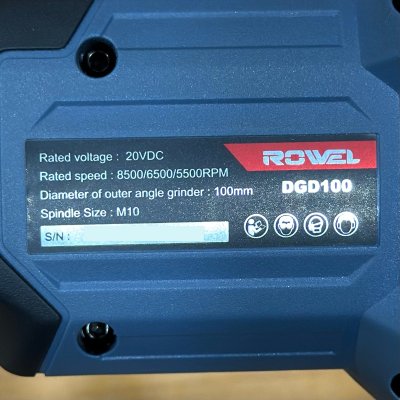 Rowel เครื่องเจียรไร้สาย (BL) 4” 20V DGD100