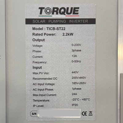 TORQUE ตู้ควบคุมปั๊มน้ำ 2200W ระบบโซลาร์ ไฮบริด อินเวอร์เตอร์ รุ่น TICB-ST22