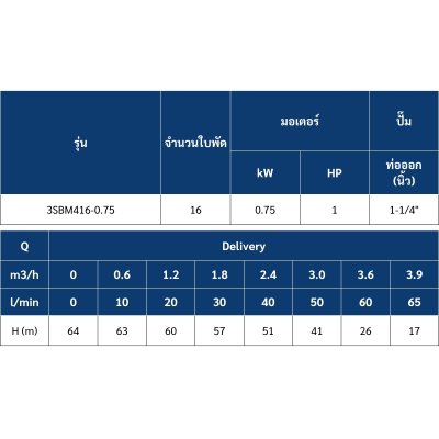 ปั๊มบาดาล MR.PUMP บ่อ 3" 1.0 แรง ท่อส่ง 1-1/4" 16 ใบพัด 220 V รุ่น 3SBM416-0.75 (พร้อมกล่องคอนโทรล)