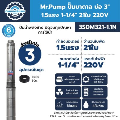 ปั๊มบาดาล มิสเตอร์ปั๊ม 3SDM321-1.1N