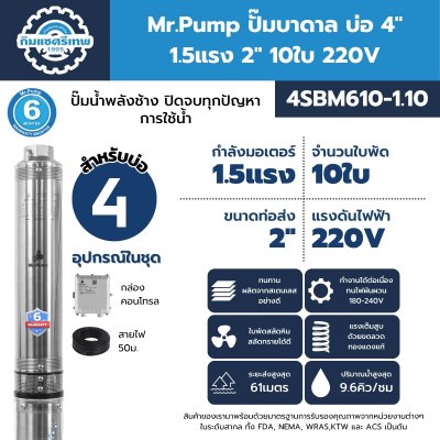 ปั๊มบาดาล มิสเตอร์ปั๊ม 4SBM610-1.10