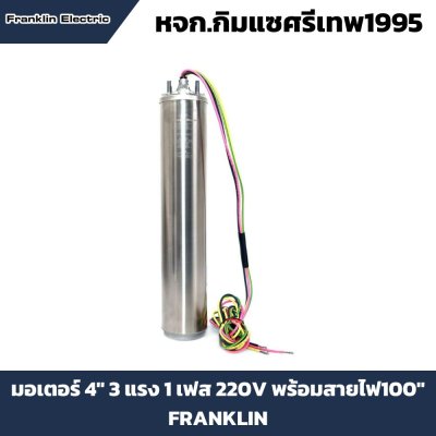 เฉพาะมอเตอร์ปั๊มบาดาล Franklin 4" 3 แรง 220 โวลต์ พร้อมสาย 100"