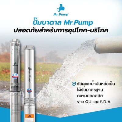 Mr.Pump ปั๊มบาดาล ซับเมอร์ส บ่อ 4" 2 แรง 1-1/2" 19 ใบพัด 220 V รุ่น 4SBM419-1.50 (มีกล่อง) ประกัน 6 เดือน