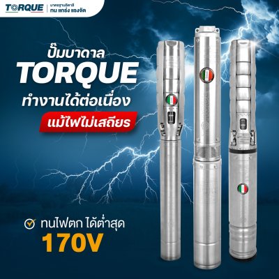 ปั๊มบาดาล TORQUE บ่อ 4" 3 แรง ท่อส่ง 2" 8 ใบพัด 220V รุ่น TQ-SP-16BH08-4/S