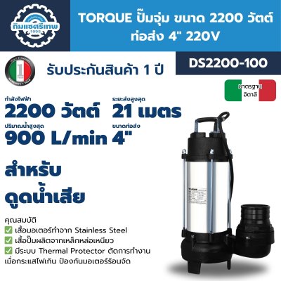 TORQUE ปั๊มจุ่ม 2200W 4" รุ่น DS2200-100