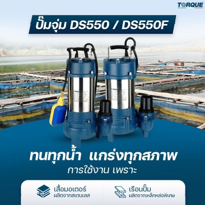 ปั๊มจุ่ม 550 วัตต์ ท่อส่ง 2 นิ้ว TORQUE รุ่น DS550, DS550F (พร้อมสวิตช์ลูกลอย) | สำหรับสูบน้ำเสียและน้ำสะอาด ปั๊มจุ่ม 550 วัตต์ ท่อส่ง 2 นิ้ว TORQUE รุ่น DS550, DS550F (พร้อมสวิตช์ลูกลอย) | สำหรับสูบน้ำเสียและน้ำสะอาด