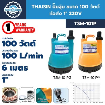 THAISIN Submersible Utility Pump TSM-101P THAISIN ปั๊มจุ่ม 100 วัตต์ 1 นิ้ว TSM-101P