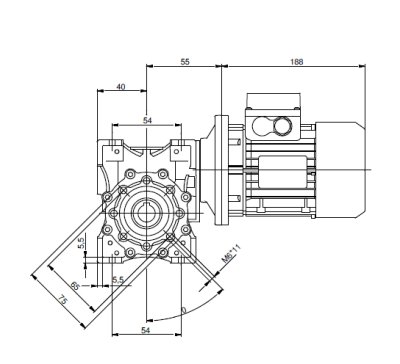WORM GEAR MOTOR  NMRV 0.18 kW (0.25 HP) 70 RPM(copy)