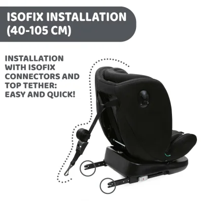 Unico Evo i-Size 360° Car Seat ISOFIX Top Tether  |  Black