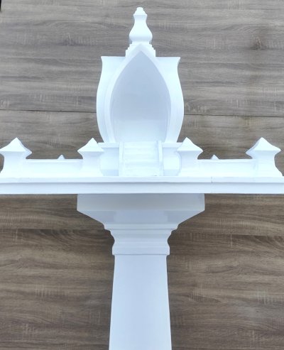 ศาลพระภูมิทรงโมเดิร์นสีขาว รุ่นบัวมินิมอล มุมด้านหน้า