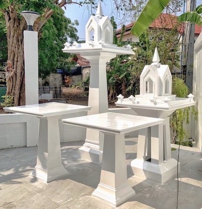 ชุดศาลพระภูมิโมเดิร์นเทวารา ครบเซ็ต 4 ชิ้น สีขาวล้วน พร้อมโต๊ะบูชา ราคาโรงงาน ดอนคลัง