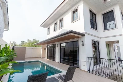 Pool villa for sale or rent Pattaya Land and House Village Soi Map Ta To