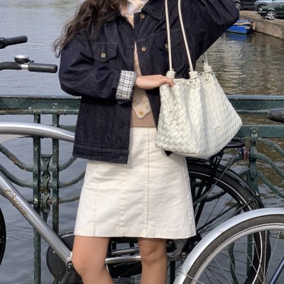 SOMETHING GINGHAM LINING DENIM JACKET